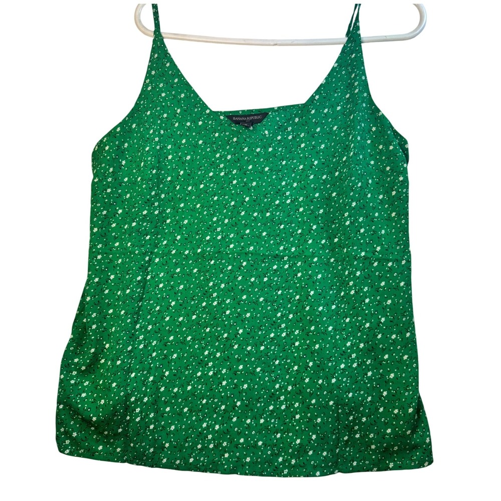 Banana Republic Cami Top Floral Print Sleeveless‎ Green Casual Size M Adjustable
